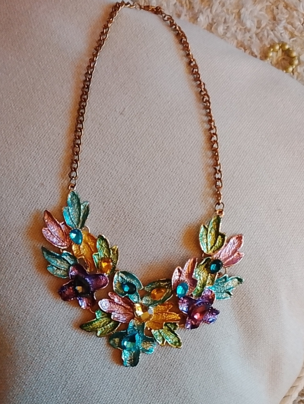 Betsy Johnson Multicolor Floral Leaf Statement Necklace - Elegant Women Jewelry